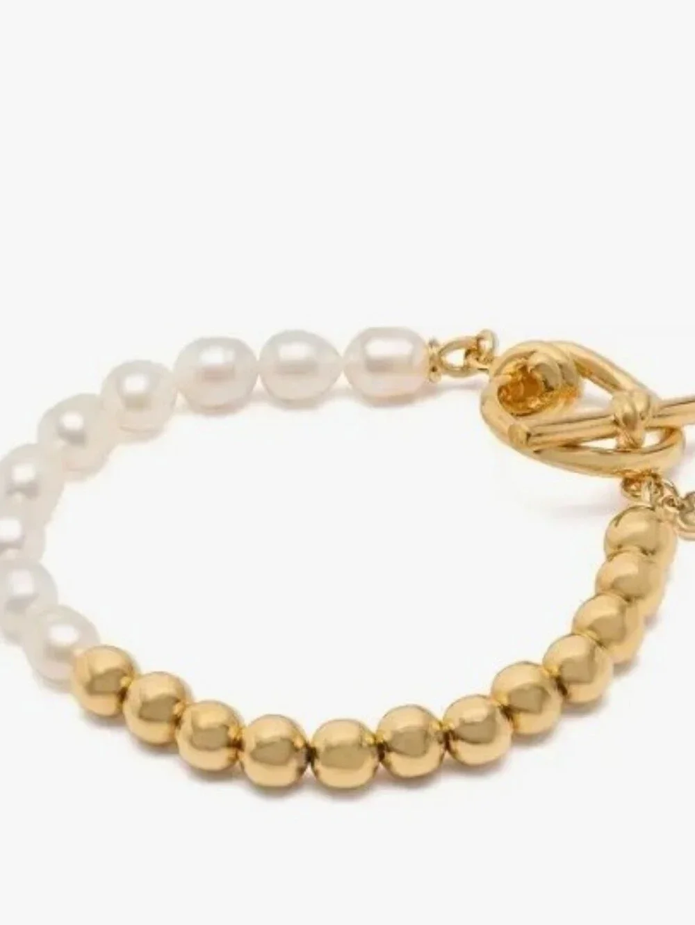 Katespade Gold & White Pearl Bead Bracelet - Elegant Two-Tone Women’s Jewelry